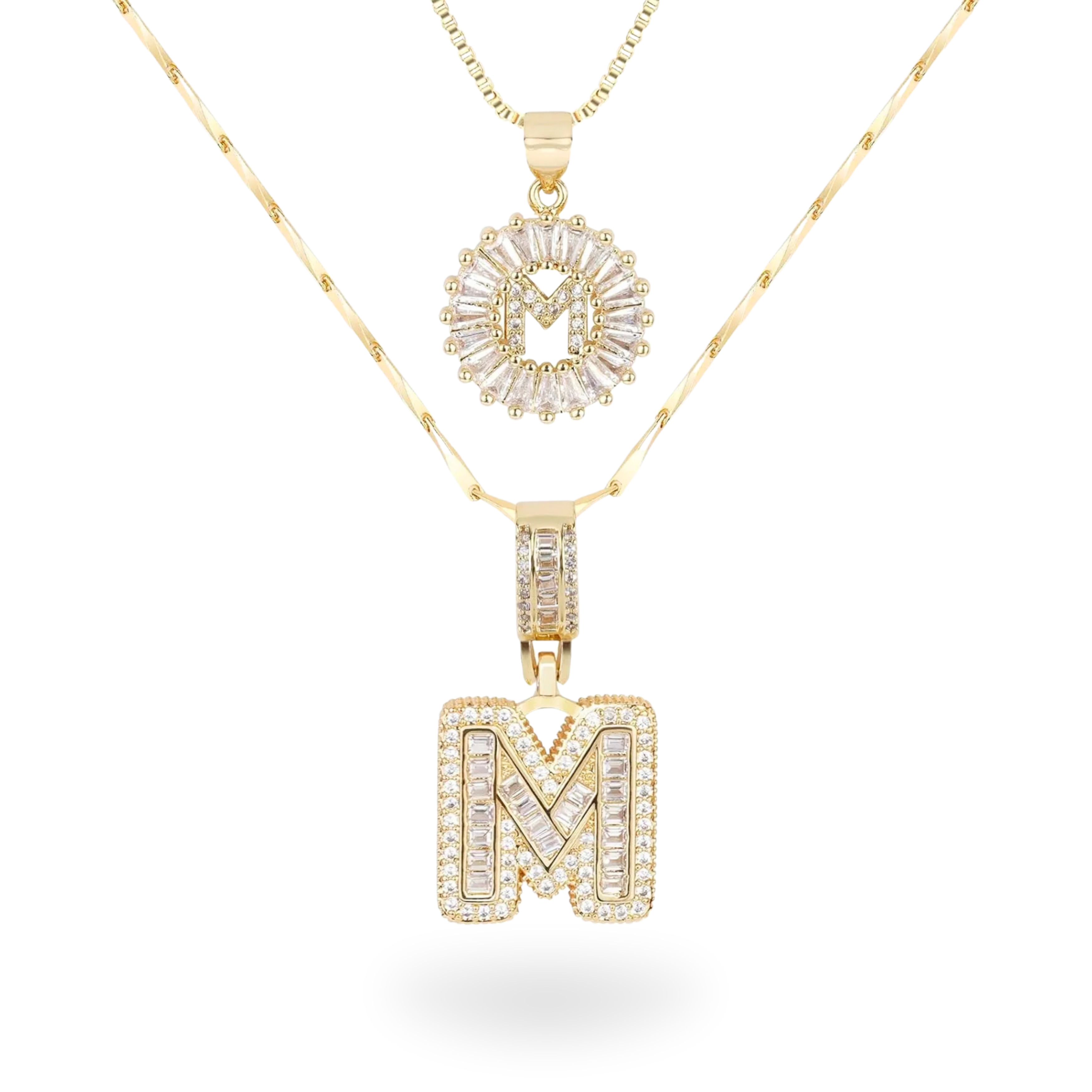 Diamond Initial Necklace Set