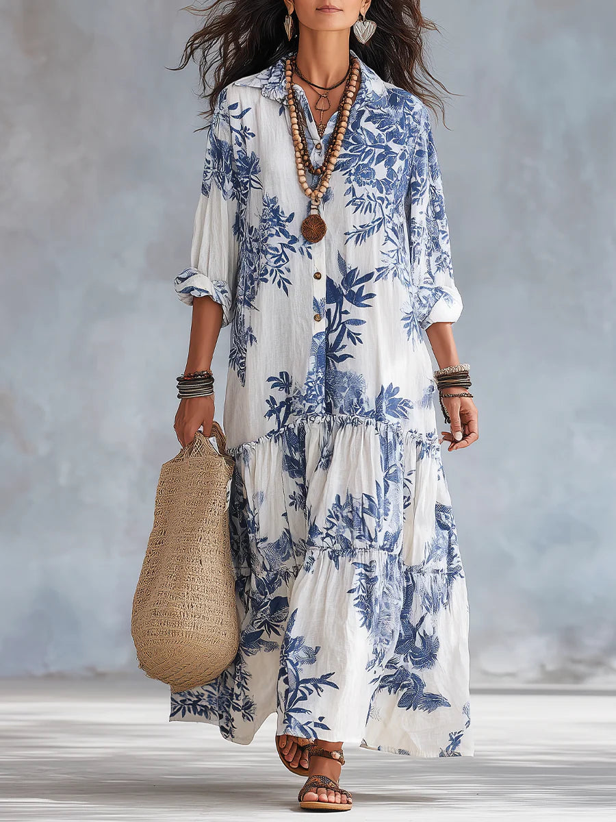 Willow | Bohemian Floral Button-Down Maxi Dress