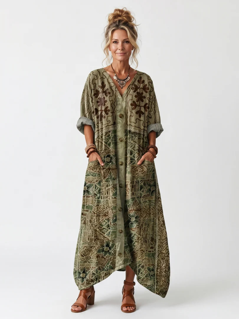 Aleta | Button Front Pocket Midi Dress