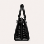 Harper Croc Tote – Gloss Black