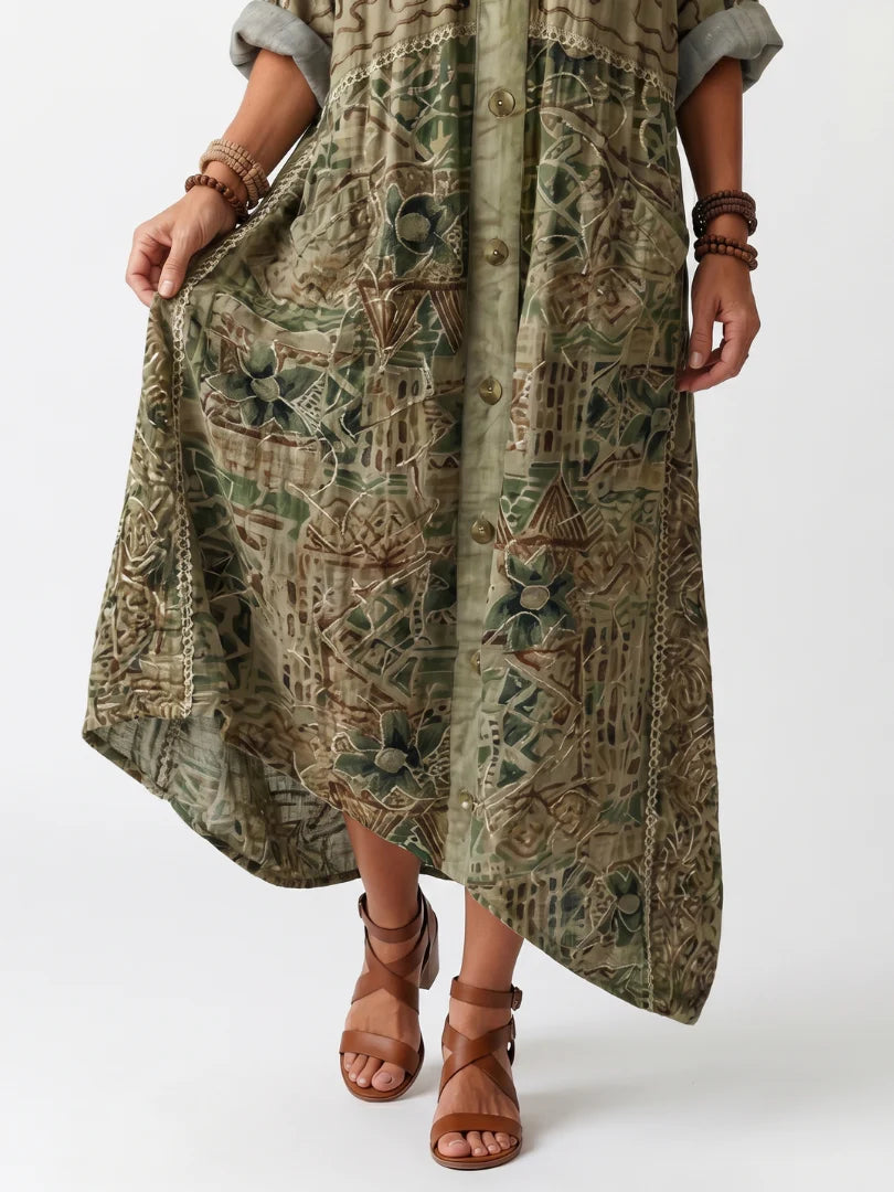 Aleta | Button Front Pocket Midi Dress
