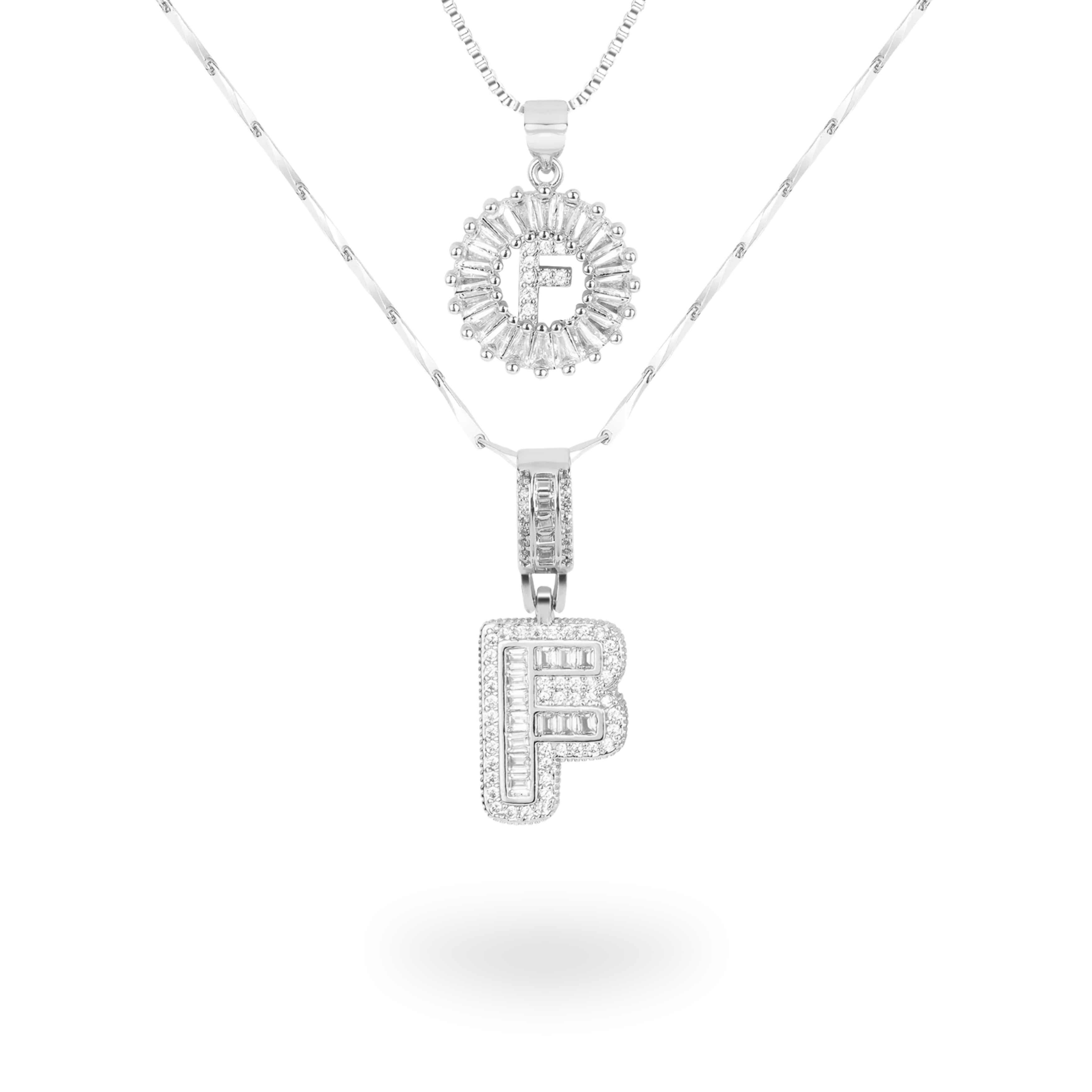 Diamond Initial Necklace Set