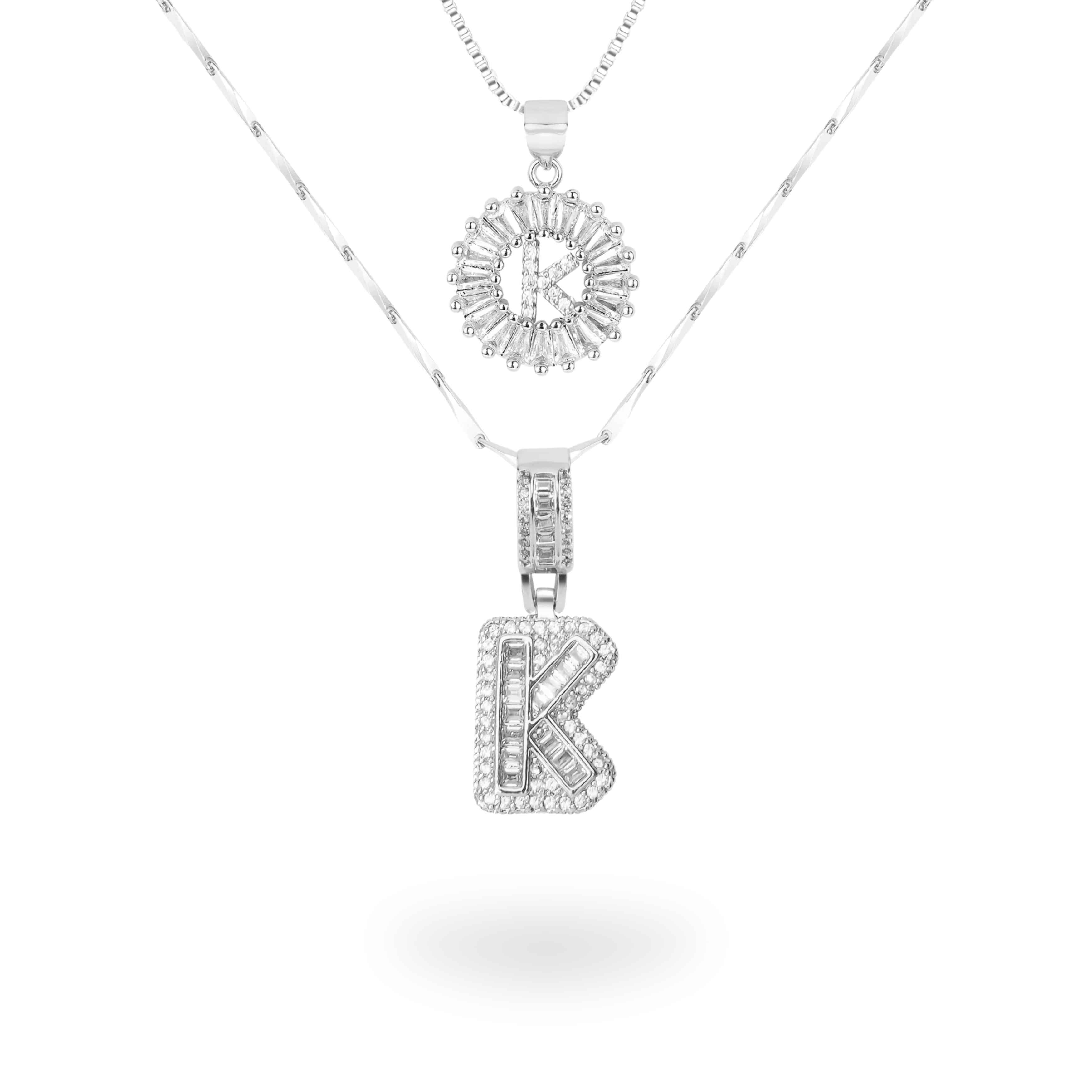Diamond Initial Necklace Set