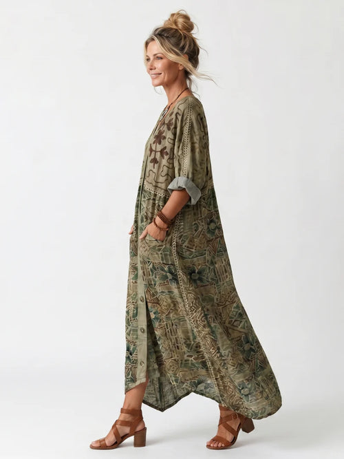 Aleta | Button Front Pocket Midi Dress