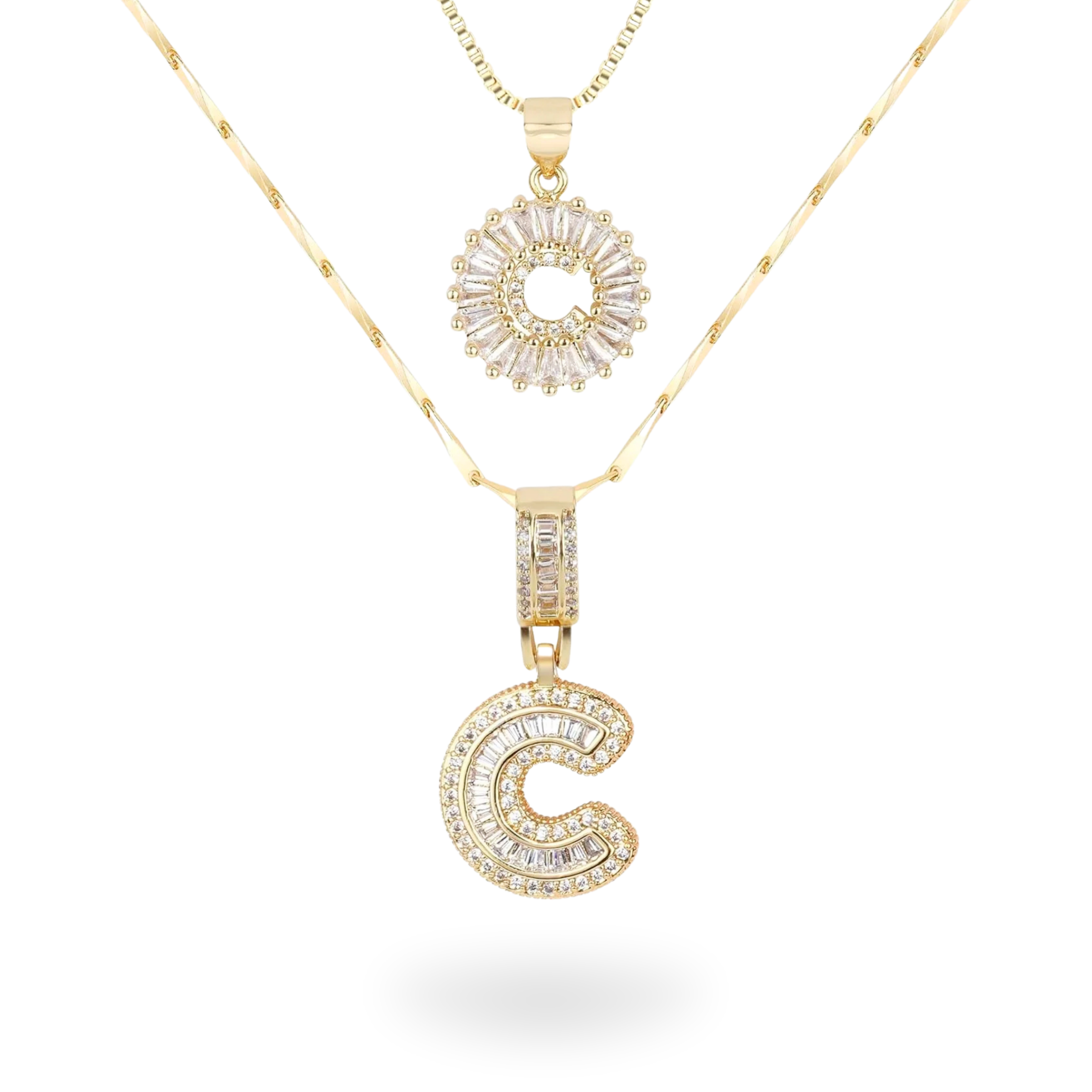 Diamond Initial Necklace Set