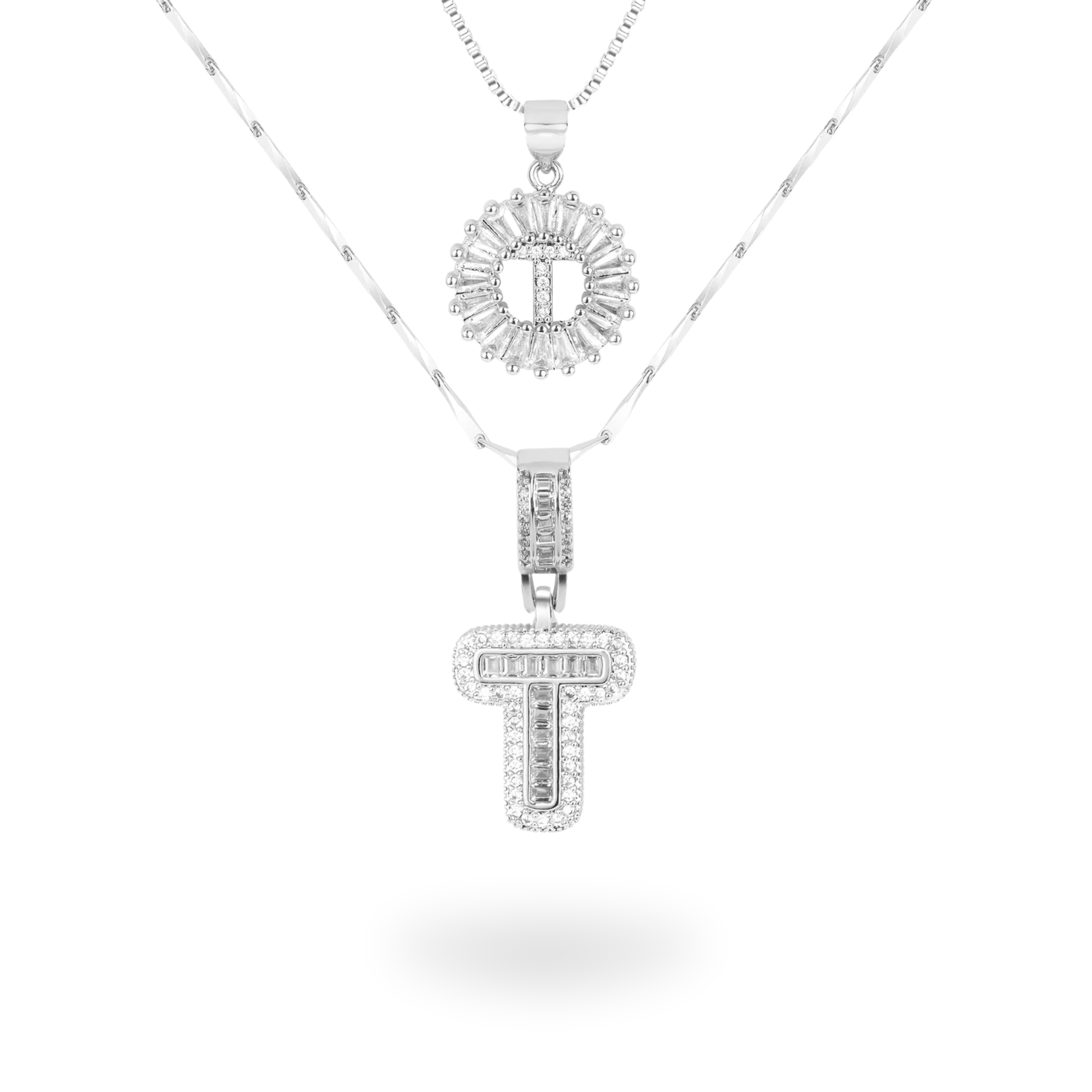 Diamond Initial Necklace Set