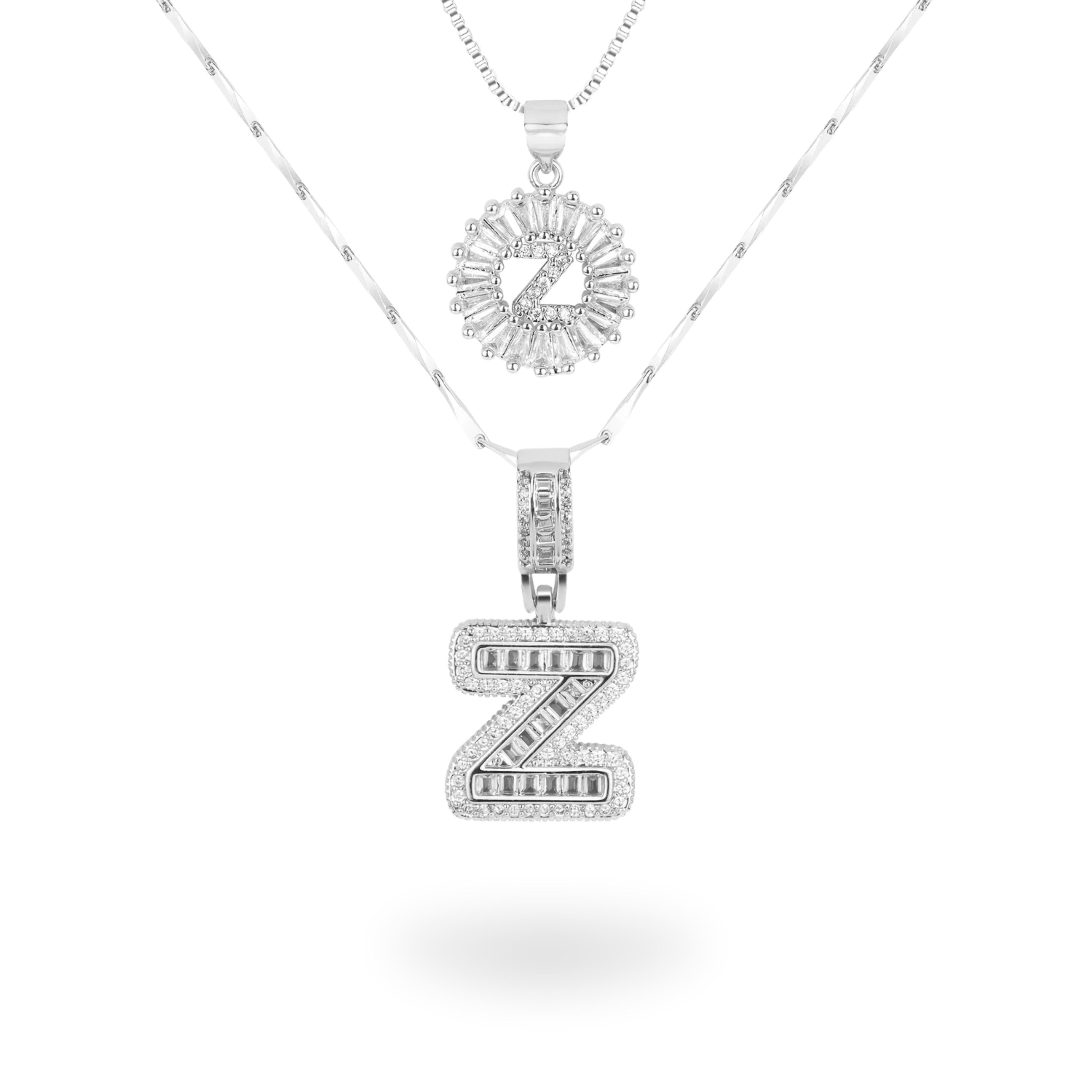 Diamond Initial Necklace Set