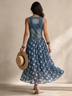 Juliette | Denim & Polka Dot Chiffon Dress