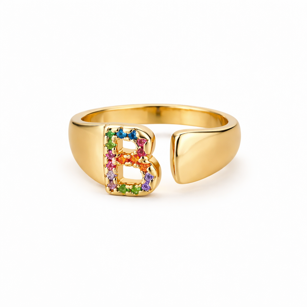 Prism Stone Initial Ring