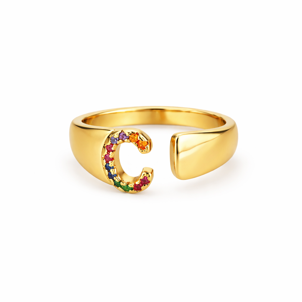 Prism Stone Initial Ring