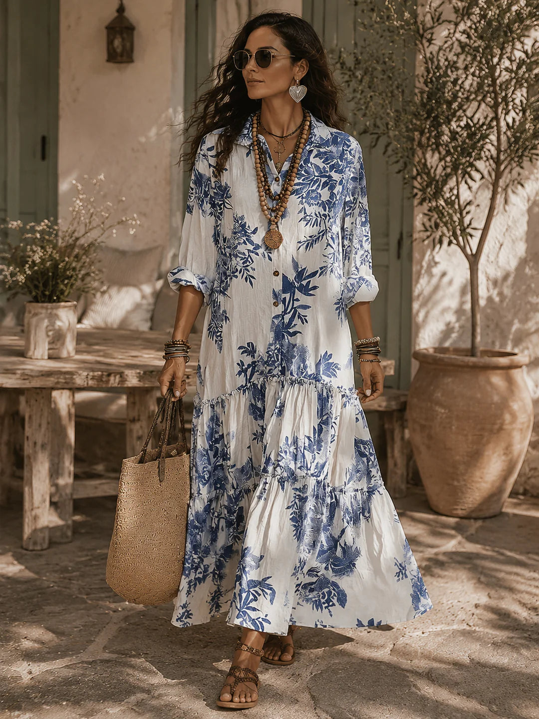 Willow | Bohemian Floral Button-Down Maxi Dress