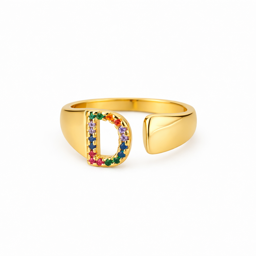 Prism Stone Initial Ring