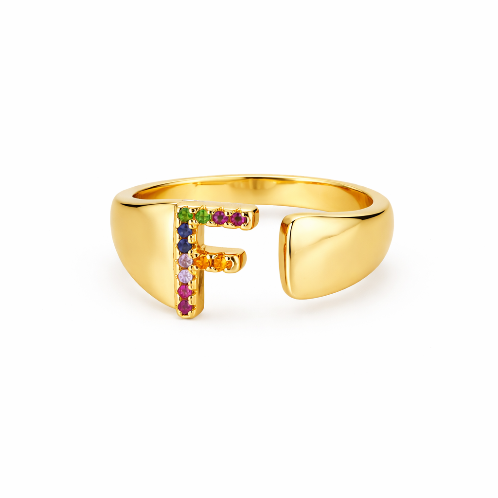 Prism Stone Initial Ring