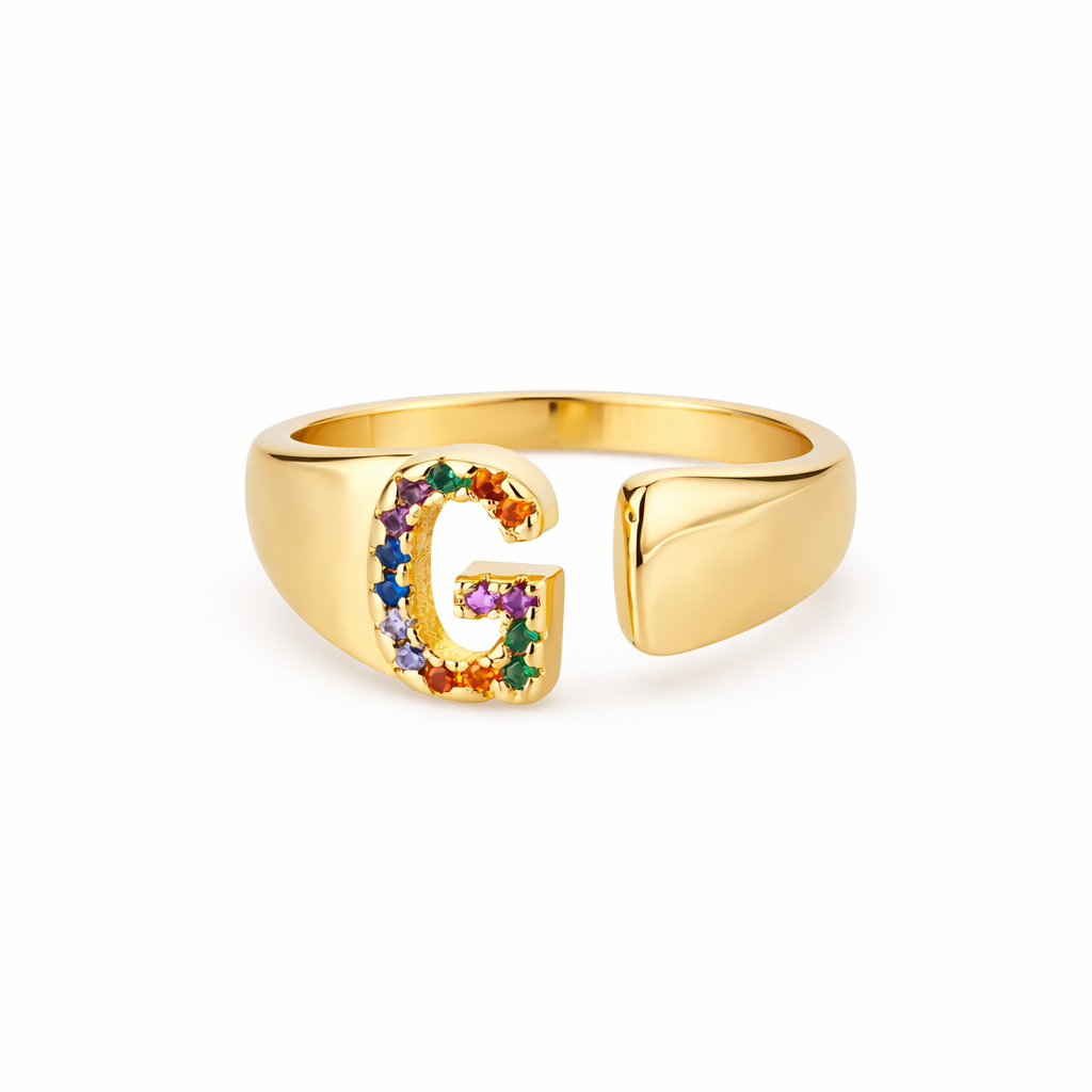 Prism Stone Initial Ring