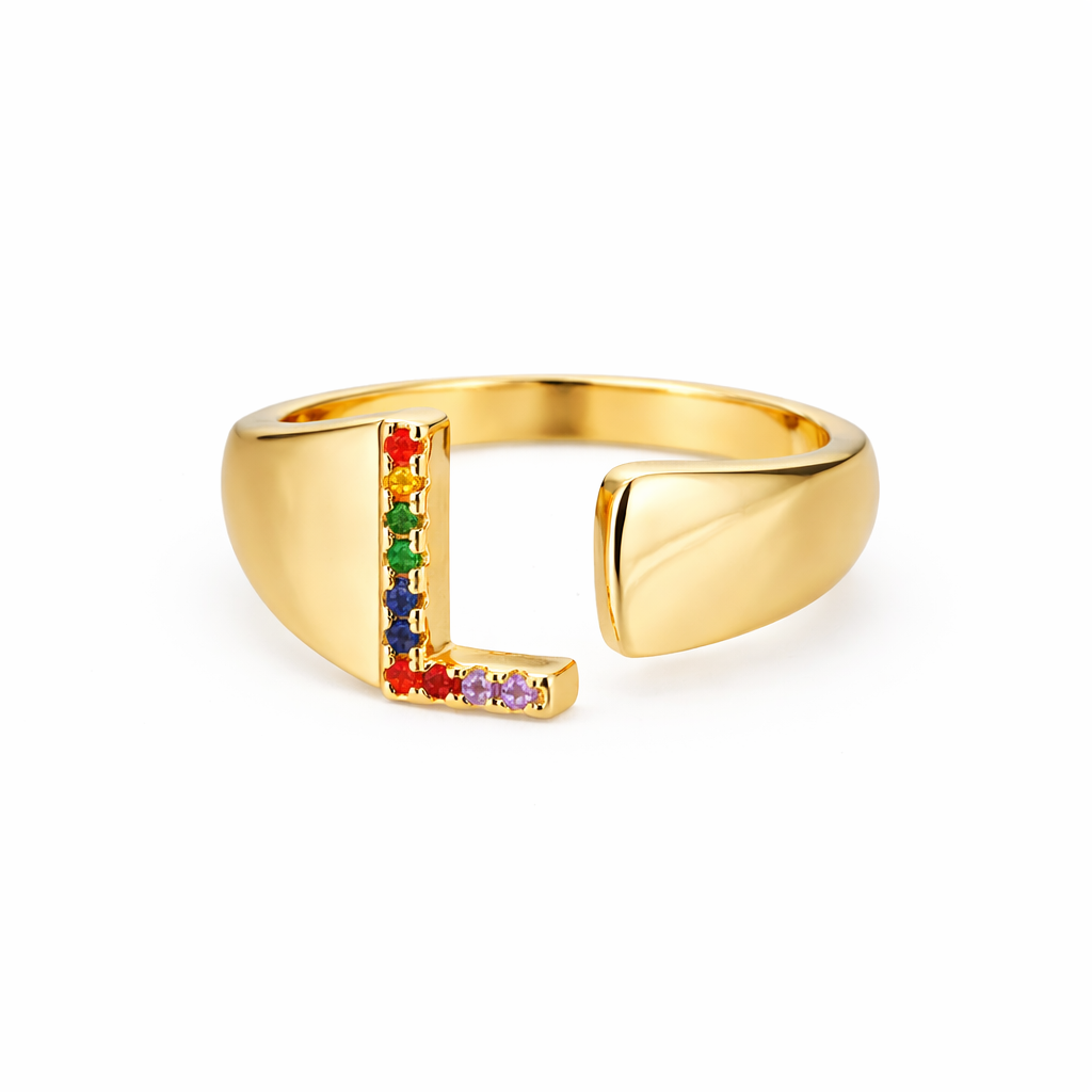 Prism Stone Initial Ring