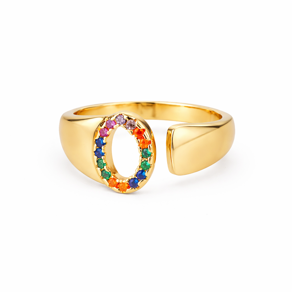 Prism Stone Initial Ring
