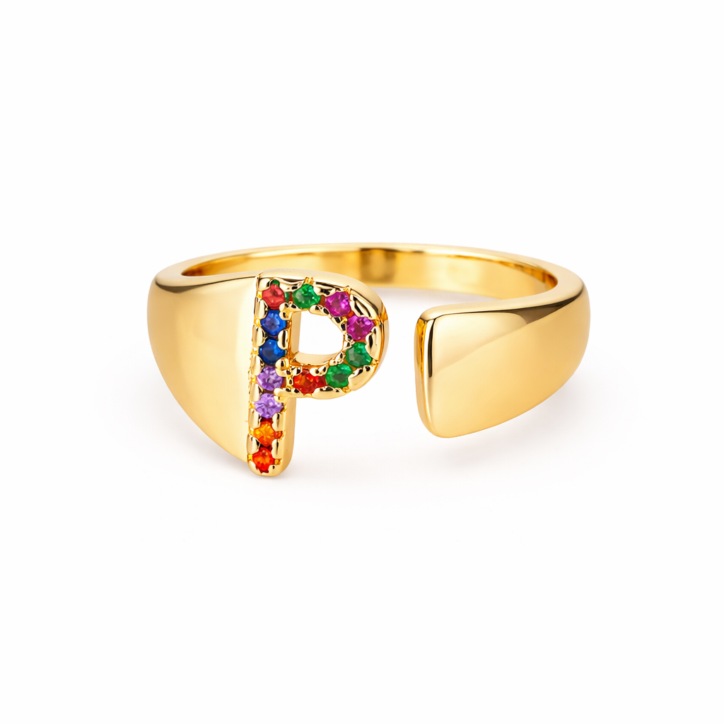 Prism Stone Initial Ring