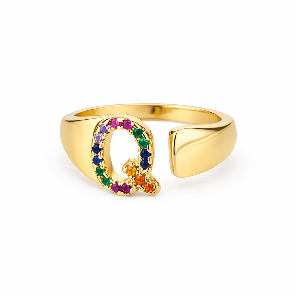 Prism Stone Initial Ring