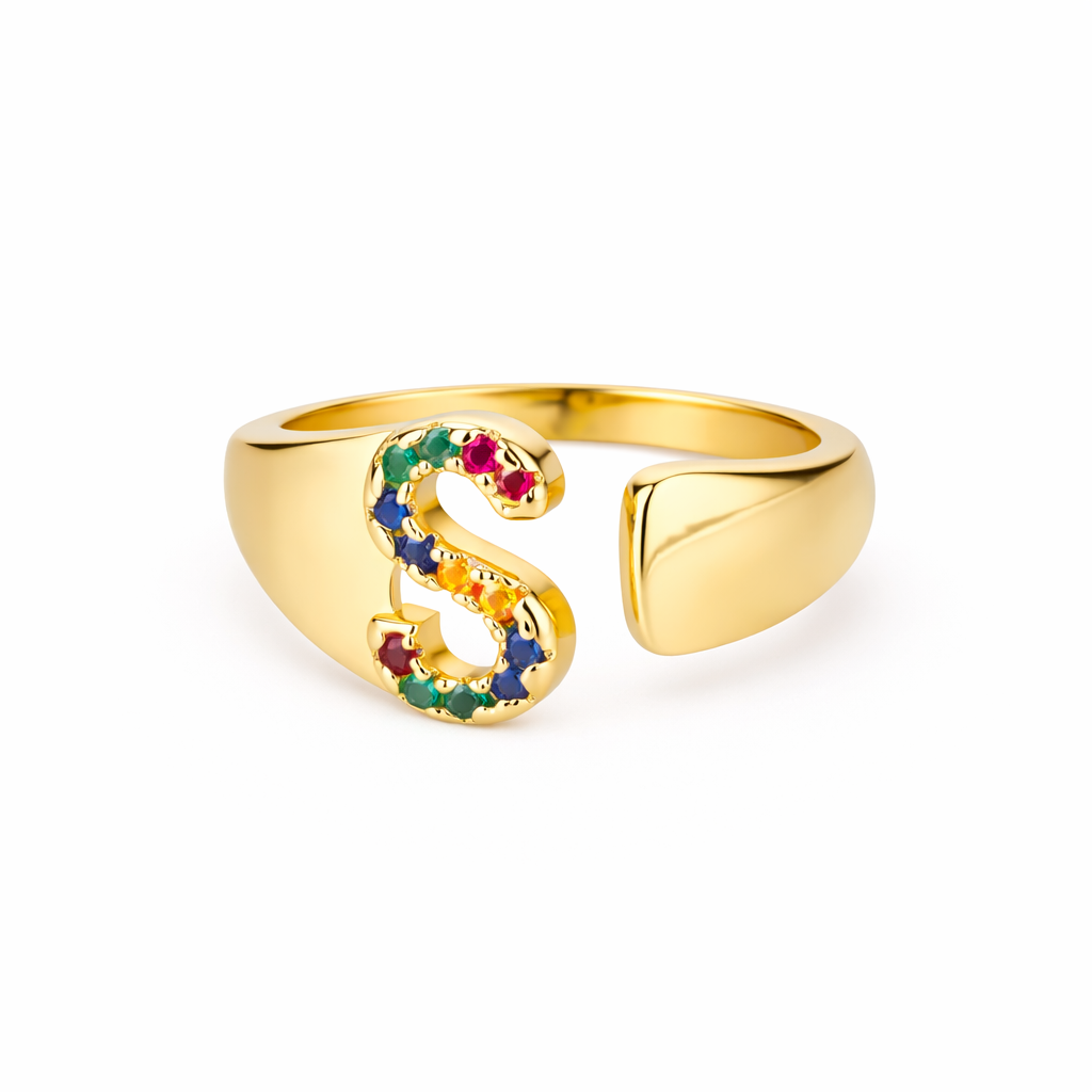 Prism Stone Initial Ring