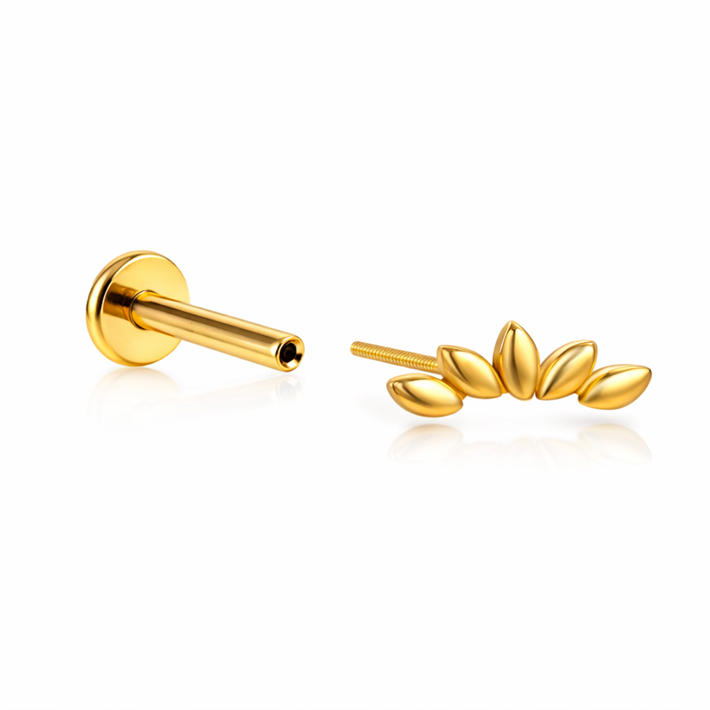 Floral Curve Flat Back Stud