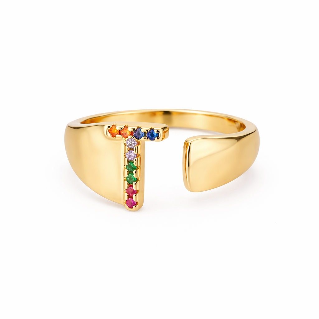 Prism Stone Initial Ring