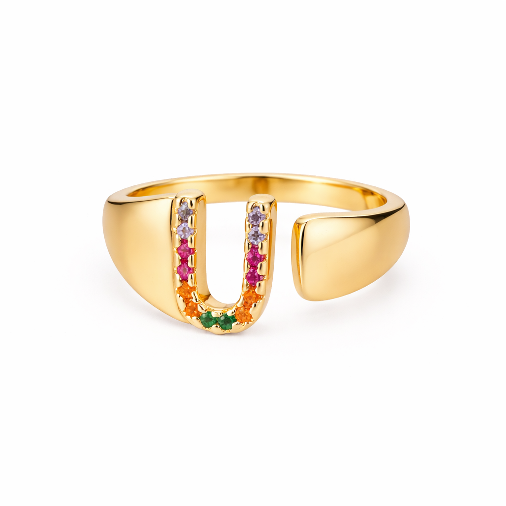 Prism Stone Initial Ring