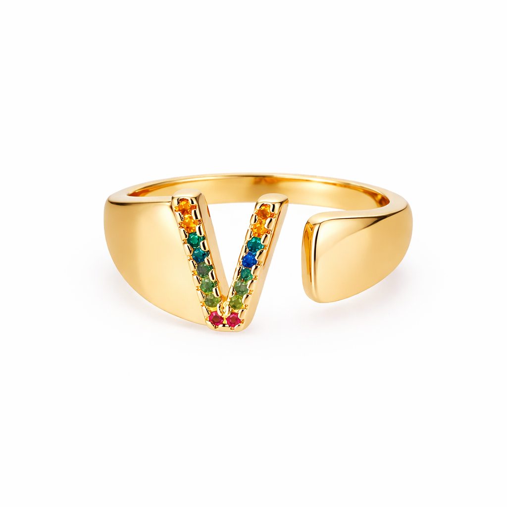 Prism Stone Initial Ring
