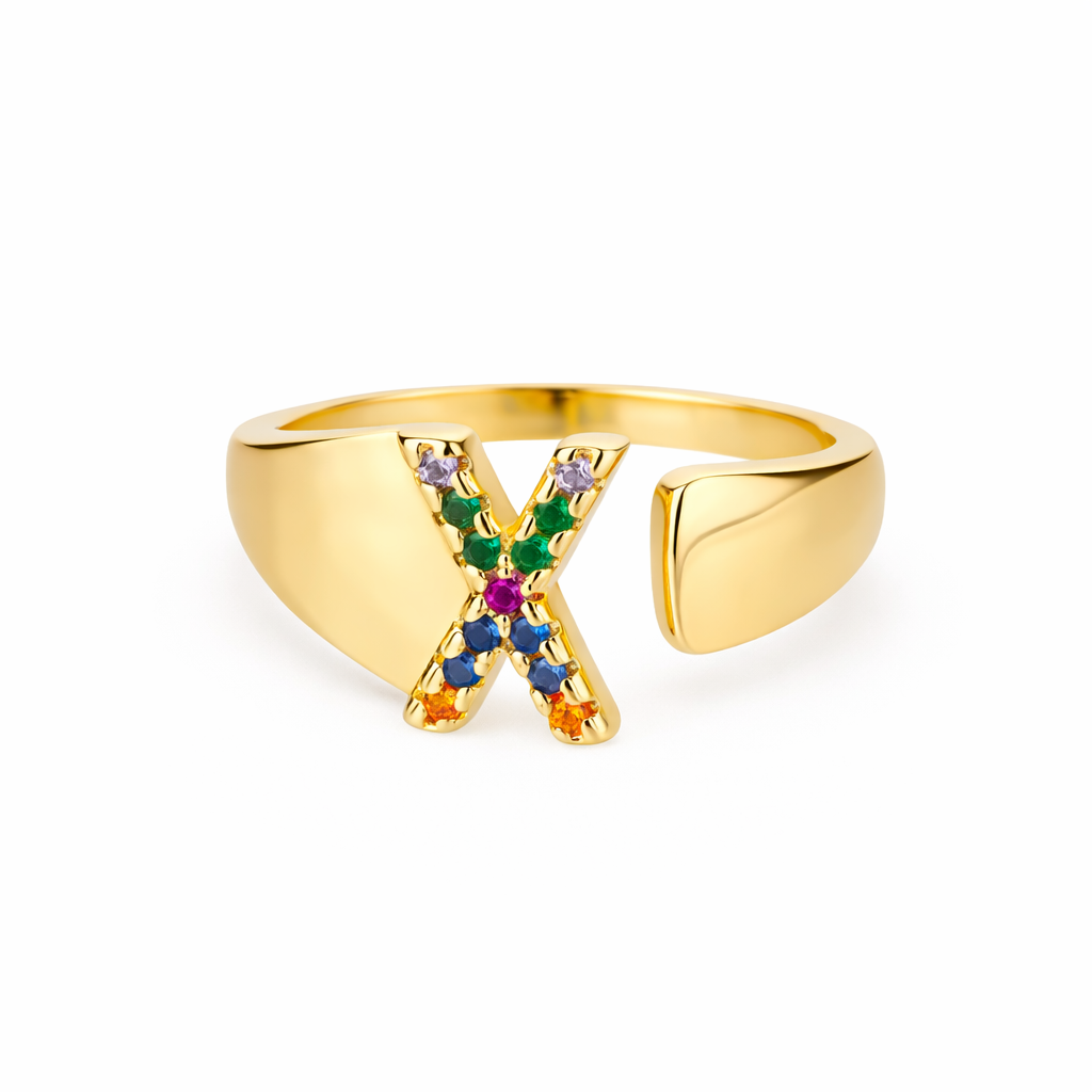 Prism Stone Initial Ring