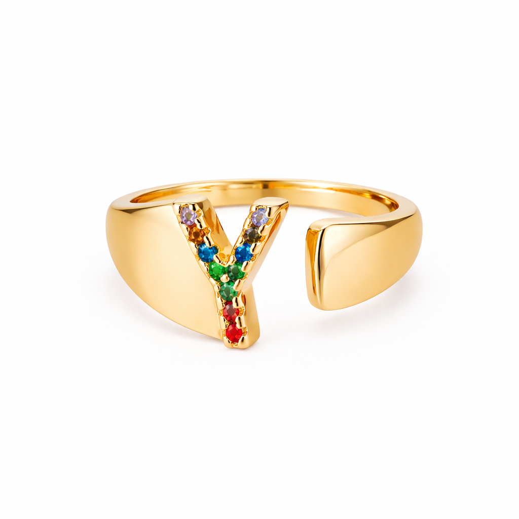 Prism Stone Initial Ring