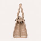 Harper Croc Tote – Cream Beige Bag