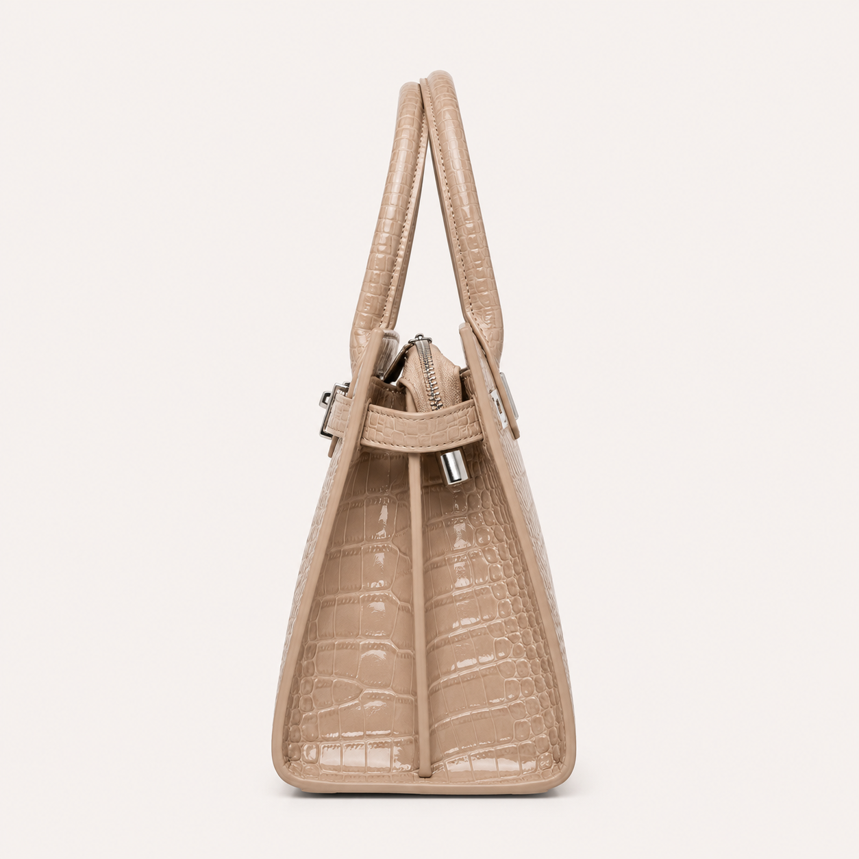 Harper Croc Tote – Cream Beige Bag