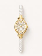 Pearl Quartz Bracelet Watch – Gold