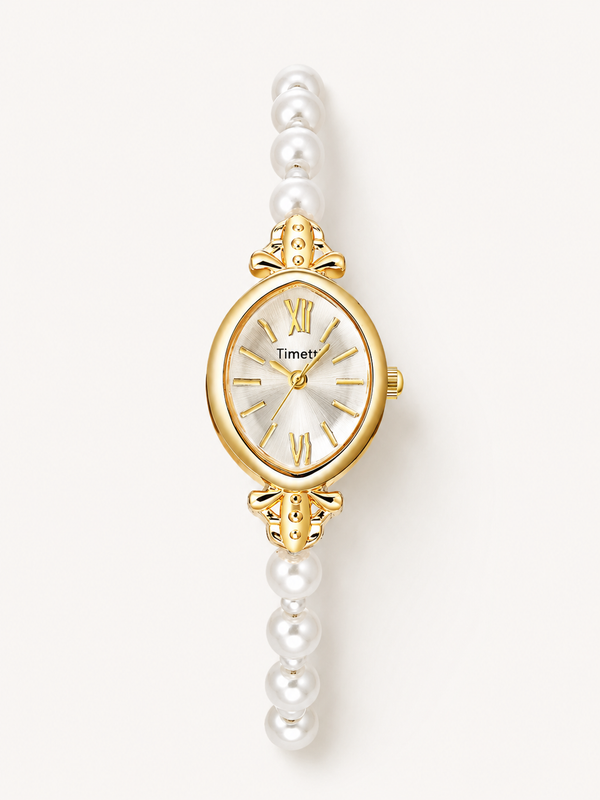 Pearl Quartz Bracelet Watch – Gold