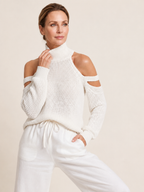 Cold-Shoulder Knit Sweater – White