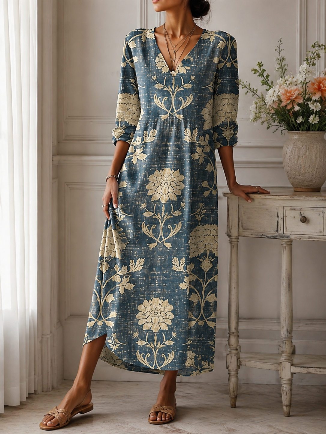 Floral V-Neck Maxi Dress