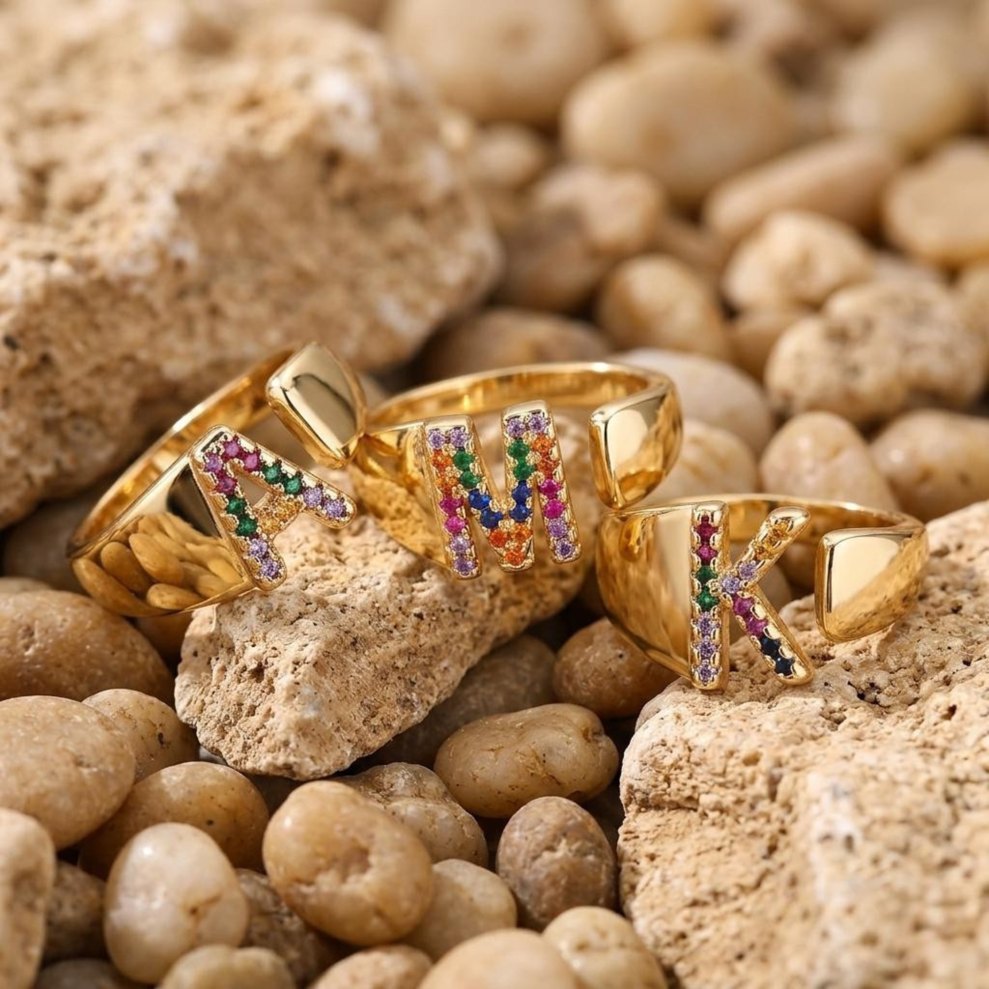 Prism Stone Initial Ring