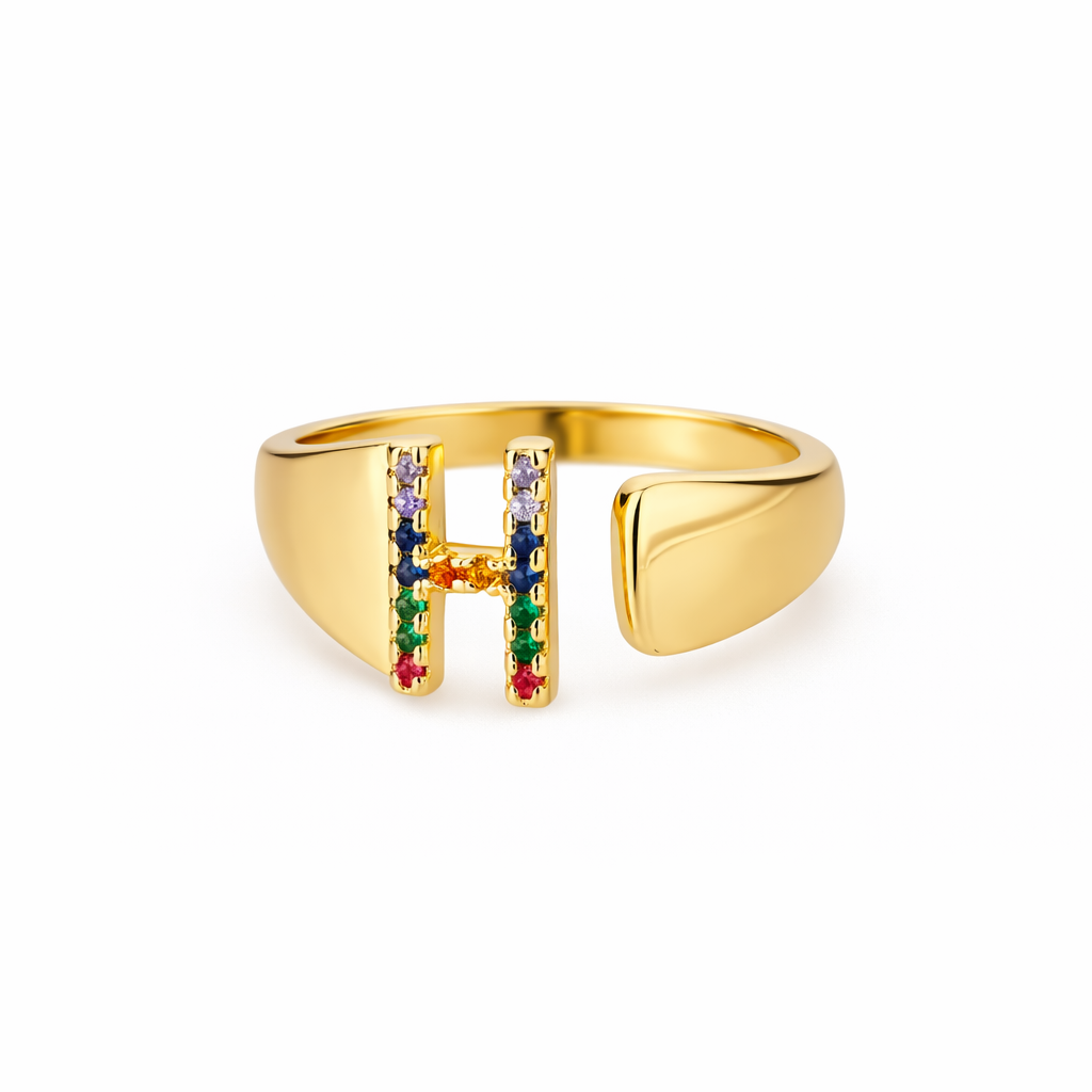 Prism Stone Initial Ring