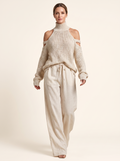 Cold-Shoulder Knit Sweater – Cream