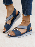 Flat Sandals with Metal Buckle