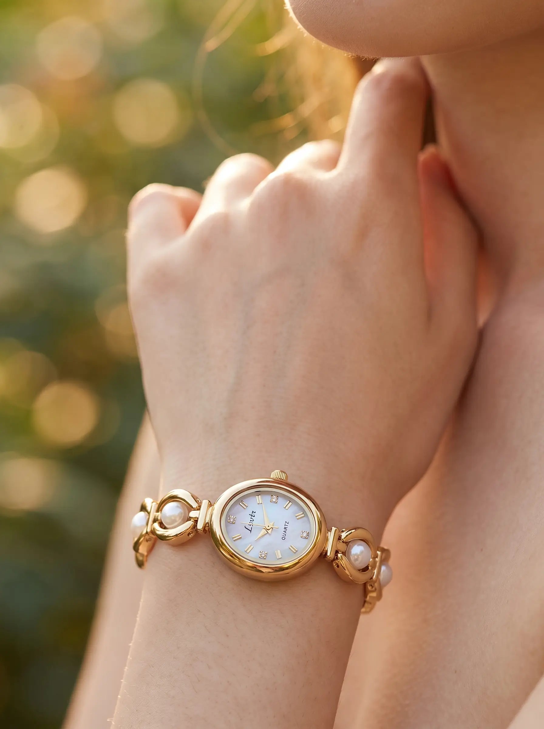 Pearl Bracelet Watch – Gold