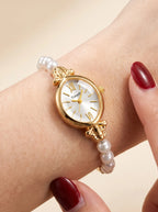 Pearl Quartz Bracelet Watch – Gold
