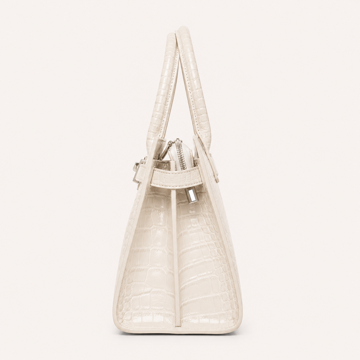 Harper Croc Tote – Ivory Bag