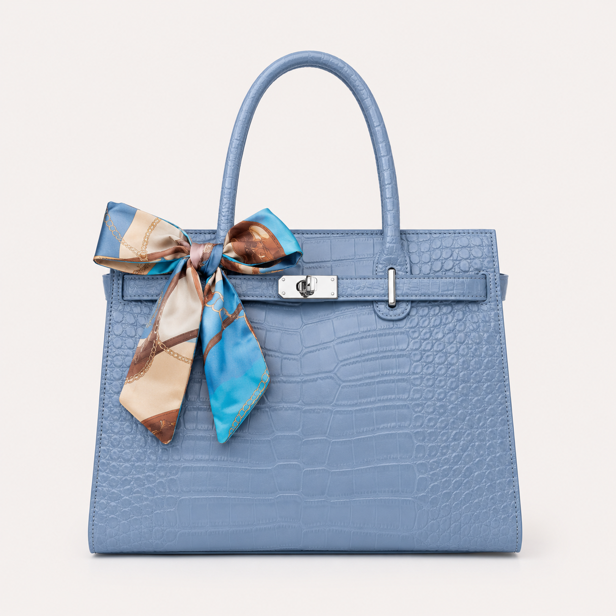 Harper Croc Tote - Powder Blue Bag