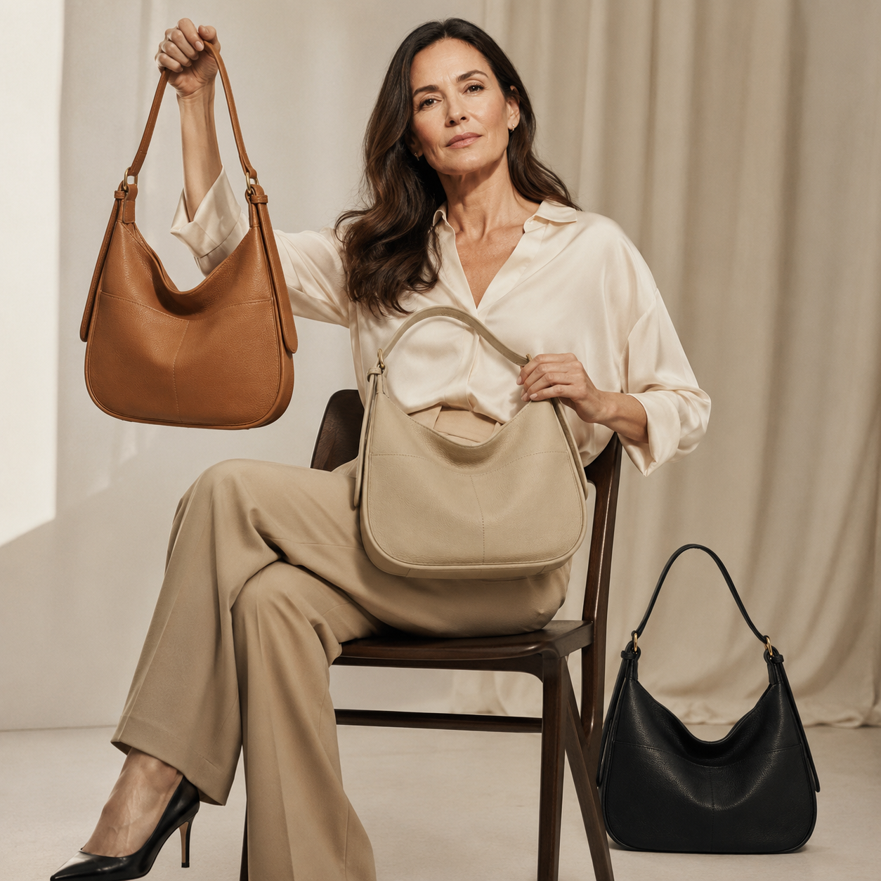 Harper Slouch Tote Cream Beige Bag