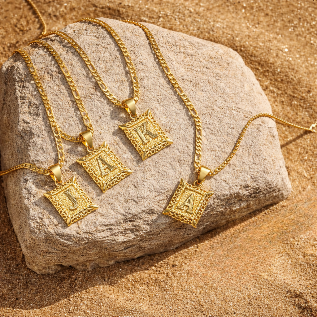 Initial & Cross Necklace Set